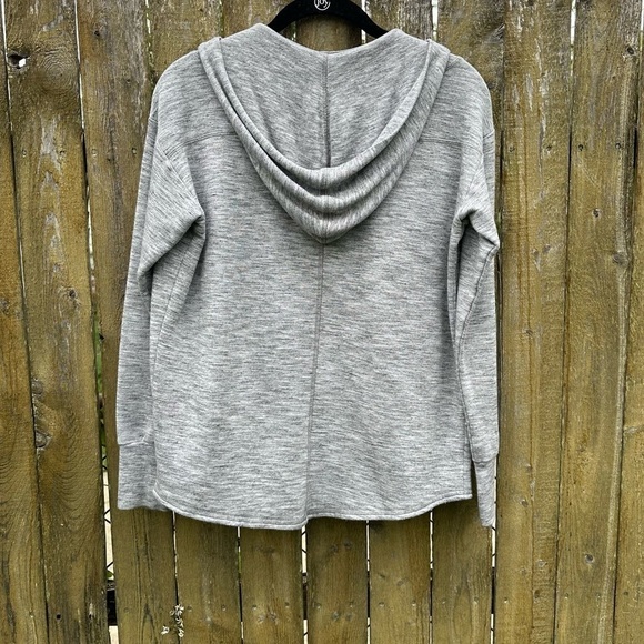 Athleta Girl Heathered Grey Open Front Hooded Sweater Sz L / 12 - Picture 10 of 10